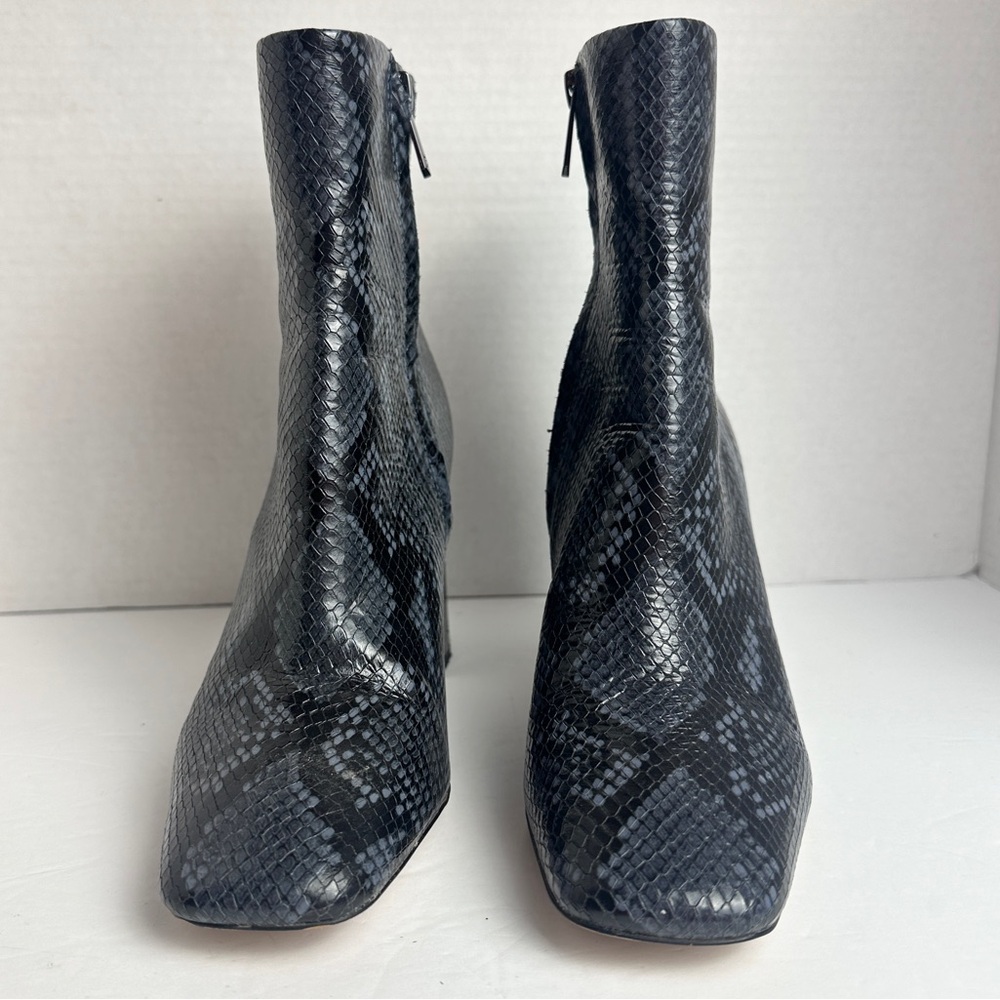 Sam Edelman Codie Bootie in Marina Blue Snake Embossed Leather Square Toe Size 7 - Picture 4 of 12
